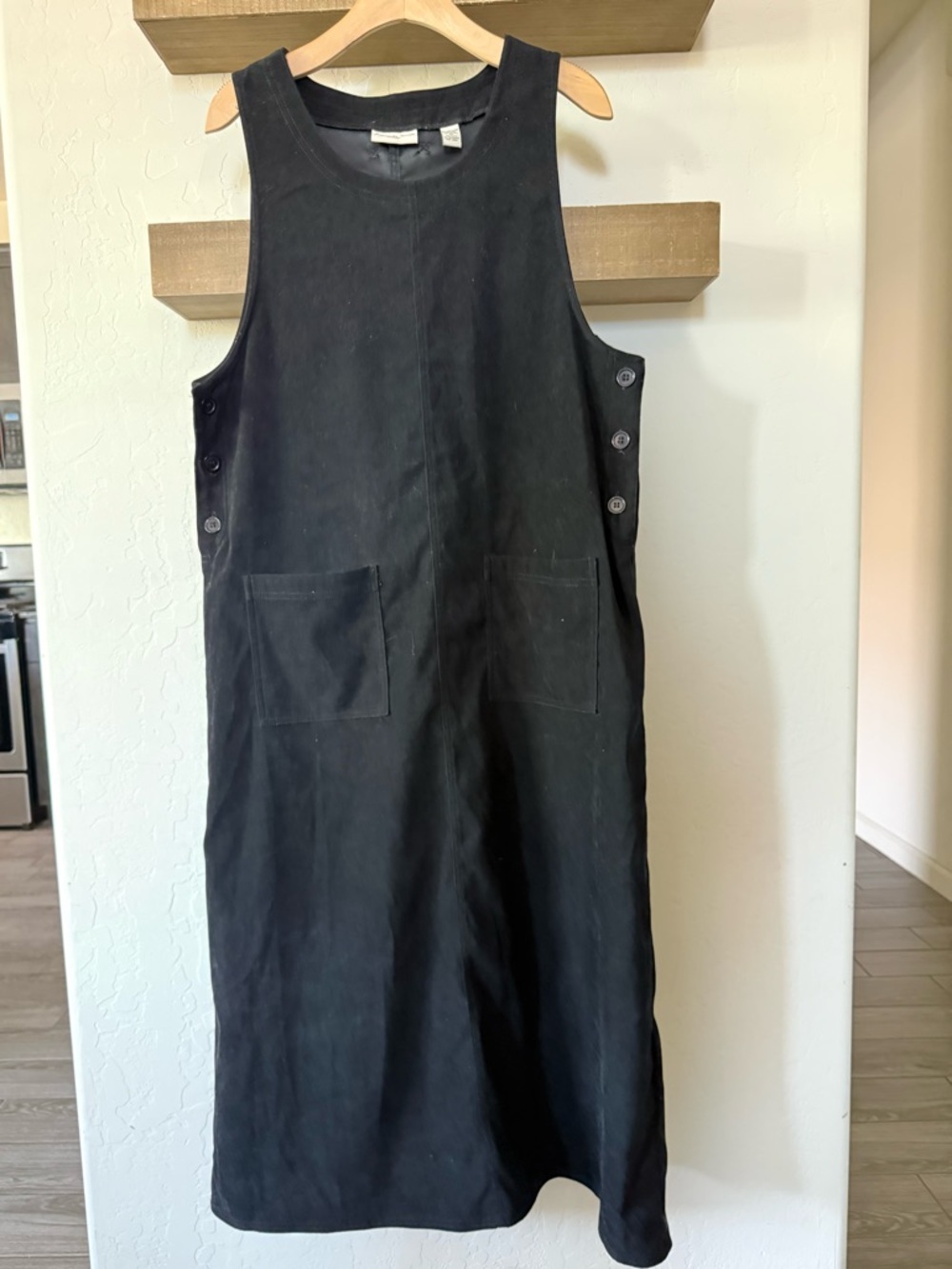 Amanda Smith|Boho Vintage velvet black maxi jumper dress,side buttons•••Medium